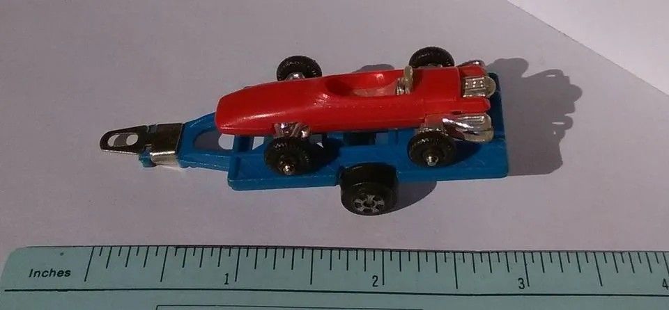 Vintage 70s open wheels race car and trailer