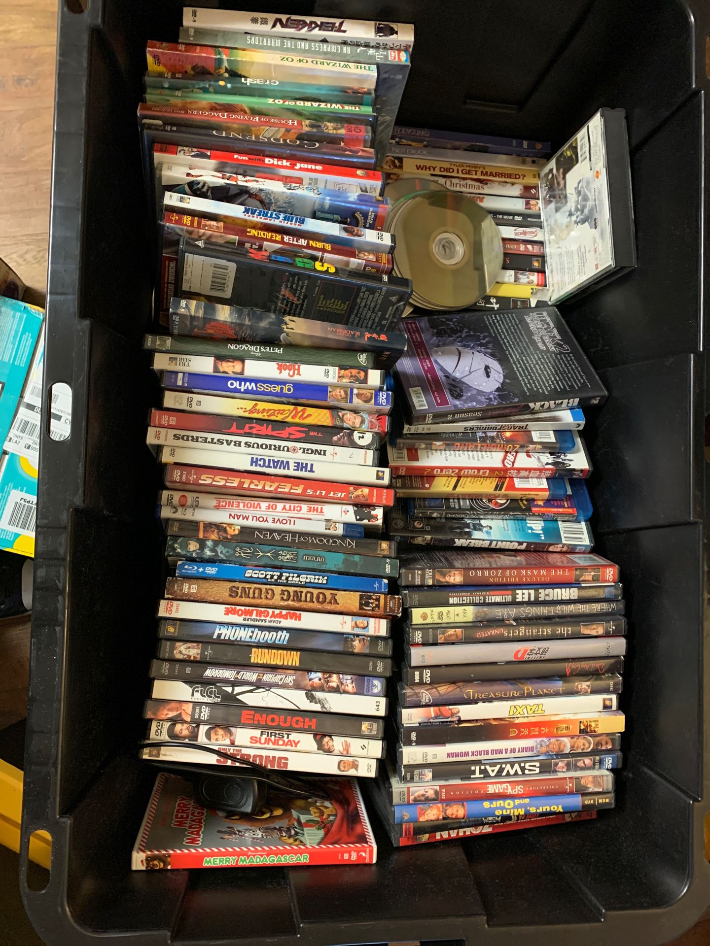a bin full of DVD’s