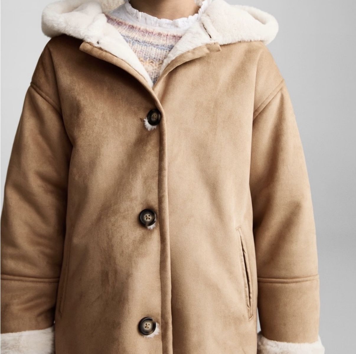 Fur and Suede Effect Coat