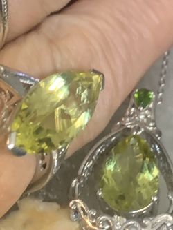 Gift Idea Set Quartz With Diamond Pendant Spinel Ring