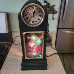 Vintage Fiber Optic Color Changing Flowers Lightup Clock Chu-Da (AS-IS Please Read)