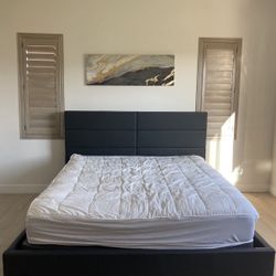 Black Leather King Bed Frame 