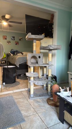 Large Gray Cat Tree Tower