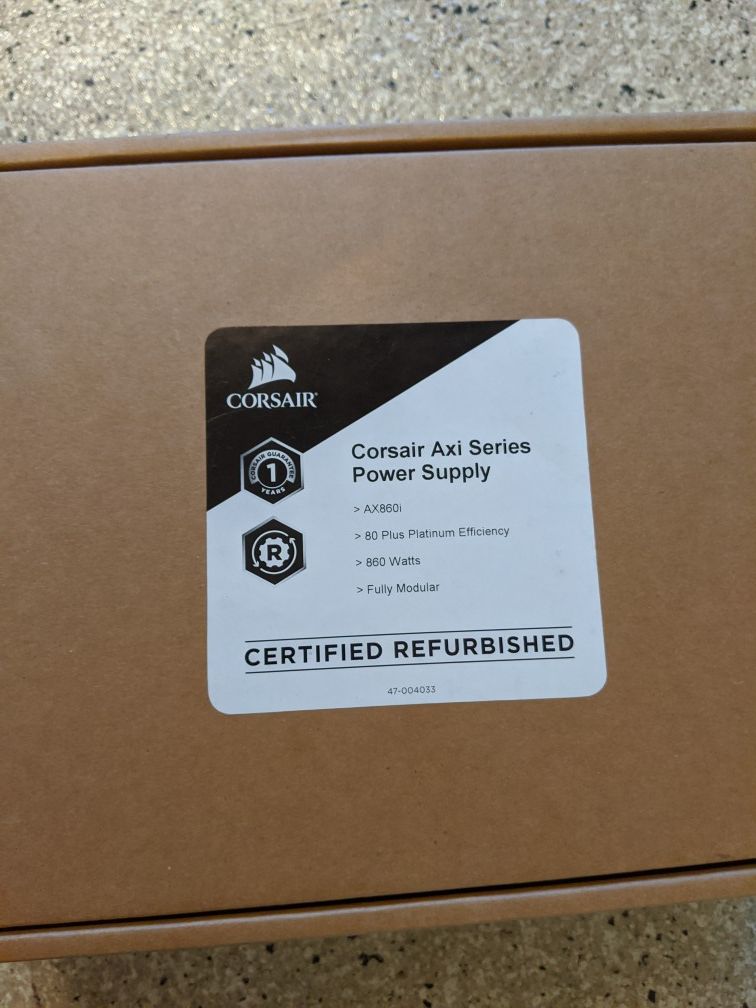 Power supply 860 watts / platinum / Corsair axi series / sealed and refurbished