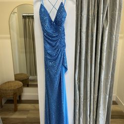 Marine Blue Sequin Dress, New, Size M