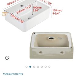 Small Wall Mount Bathroom Sink 15.75” W