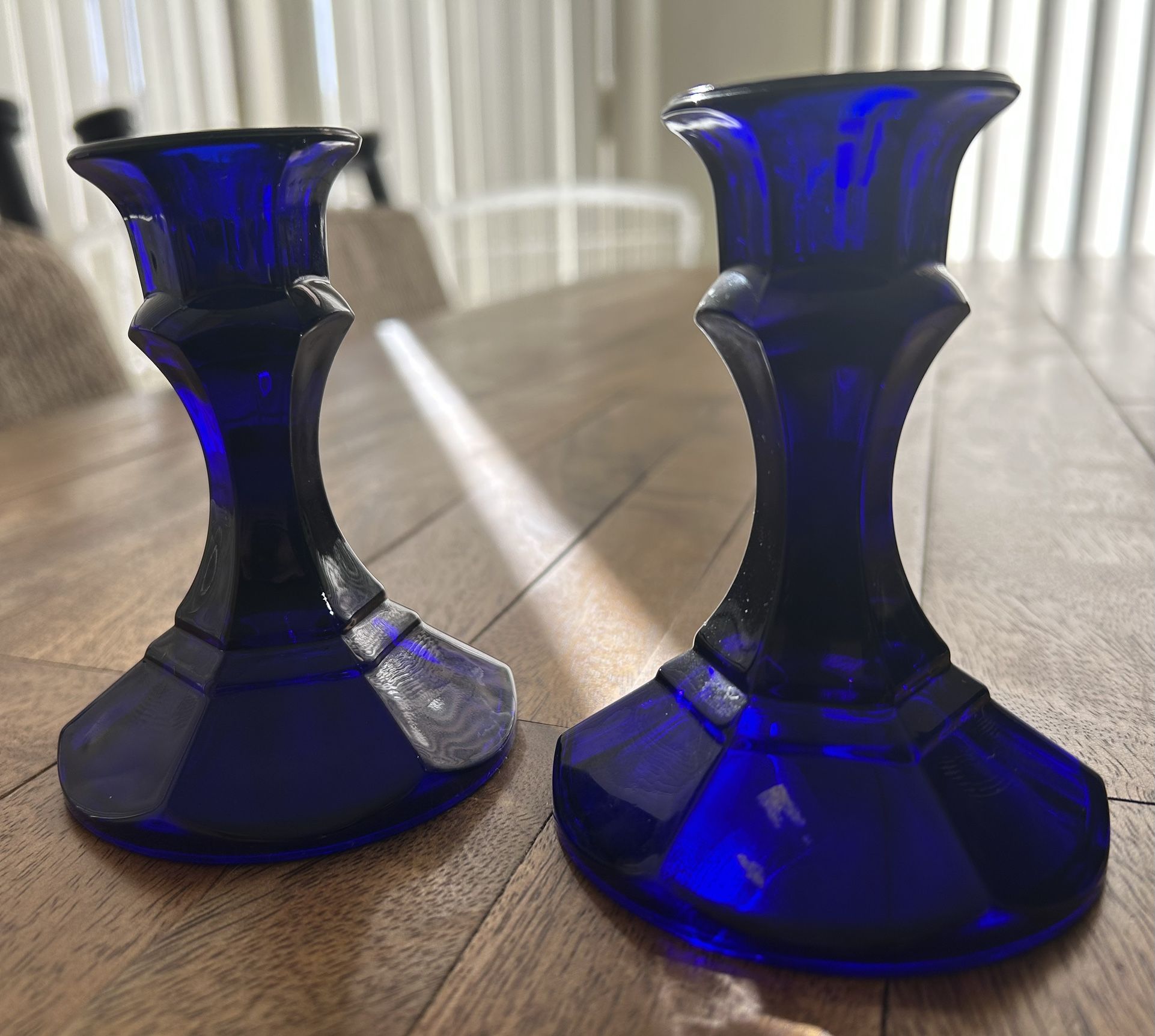 Vintage Cobalt Blue Glass Candlesticks/Candle holder
