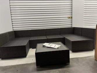 (Light Brown)NEW 115”57”57” Large Light Brown Wicker XLWicker Sectional Sofa(Free Delivery)