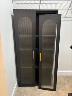 Black metal storage cabinet