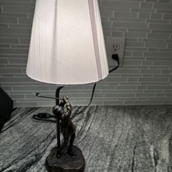 Side  Table Lamp With Lady Golfer Statue