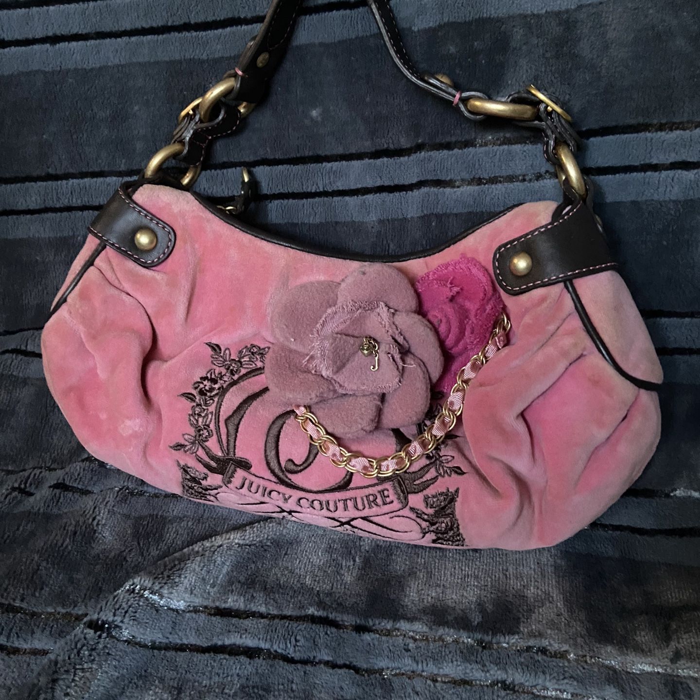 Juicy couture pink velvet purse sale