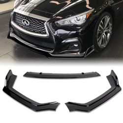 For 2018-2021 Infiniti Q50 Sport Painted Black Front Bumper Body Spoiler Lip Kit-(2-PU-511-PBK