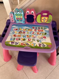 Vtech alphabet and chalkboard table