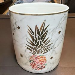 Pink Gold Pineapple Marble Pencil Cup Desk Organizer Cute Makeup Brush Holder