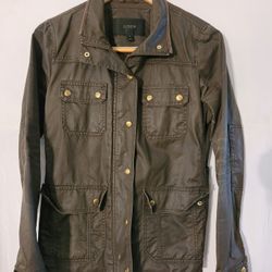 Coated Denim Navy Green Jacket