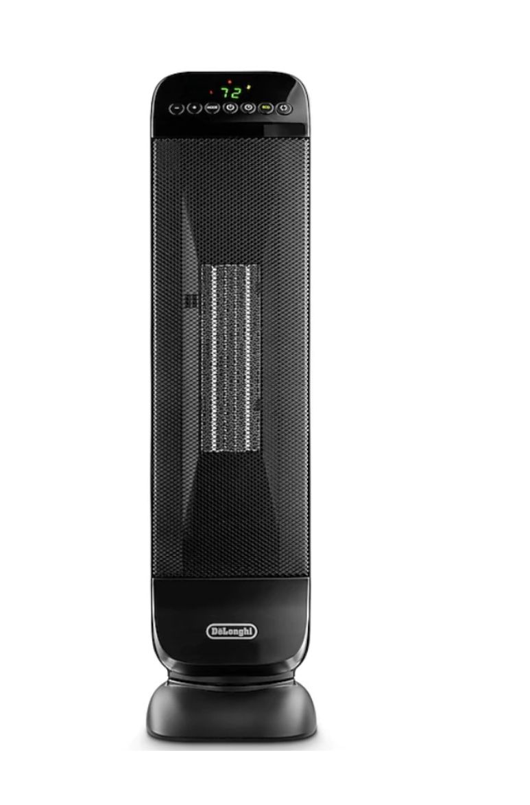 DeLonghi 1500-Watt Ceramic Tower Indoor Electric Space Heater with Thermostat and Remote Included