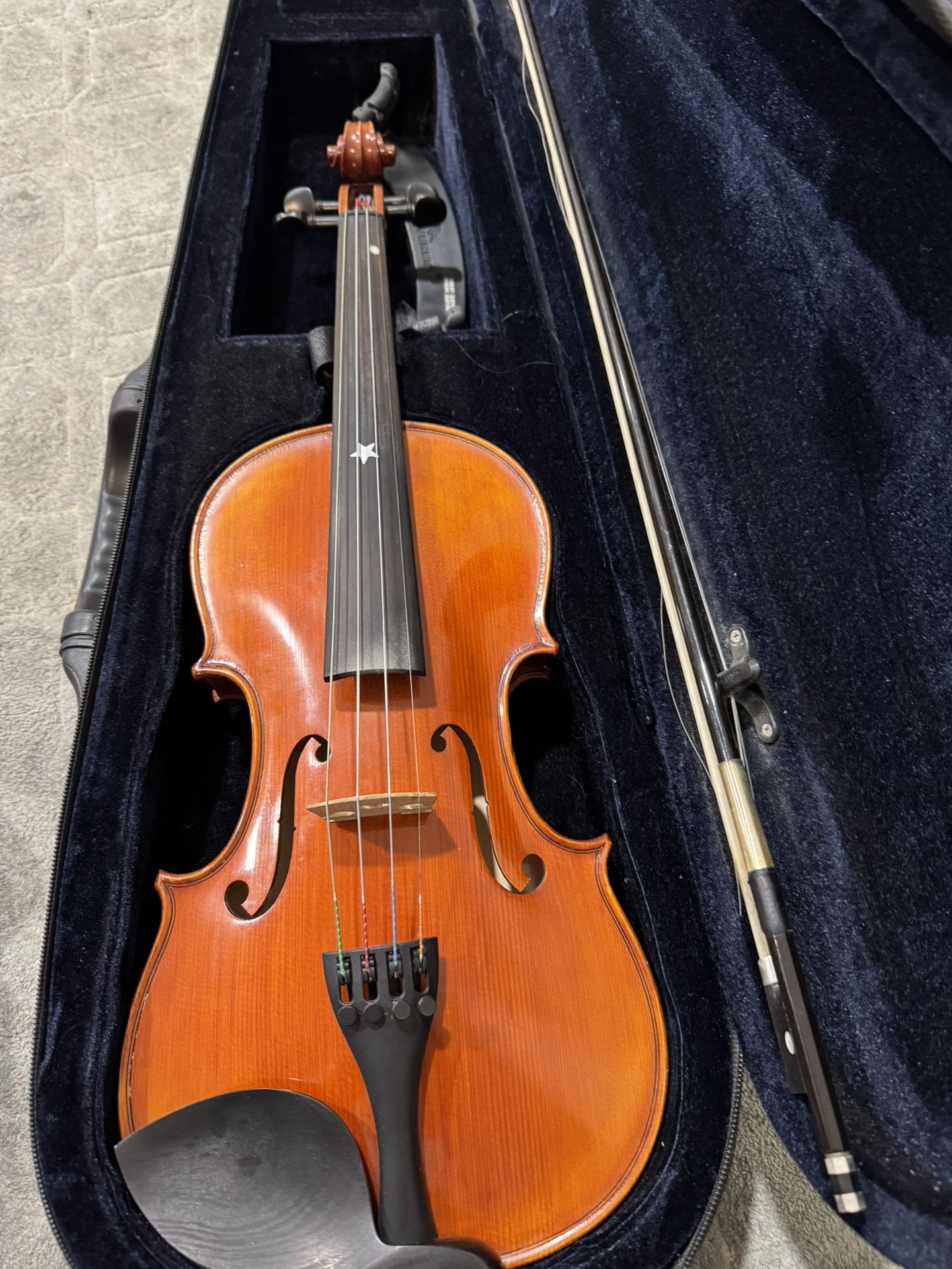 Violin 4/4, Bow, Rest, Case, Music Book Stand, Book