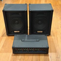 Hollinger PA-120 Complete Powered PA System + 2 Speakers w/ Cables