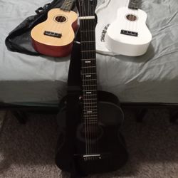Acoustic Guitar and Two Ukuleles 