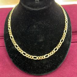 14K Gold Figaro Necklace Length 20: 26.1 Grams 