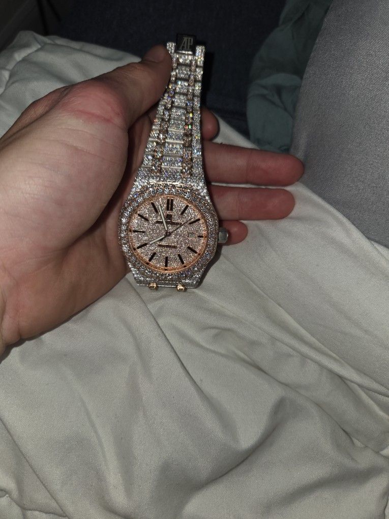 Vvs Mossinite Fully Bustdown Ap Two Tone Rose Gold