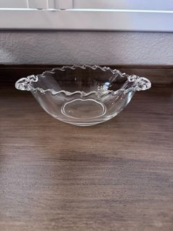 Vintage Fostoria Century clear glass oval handled bowl