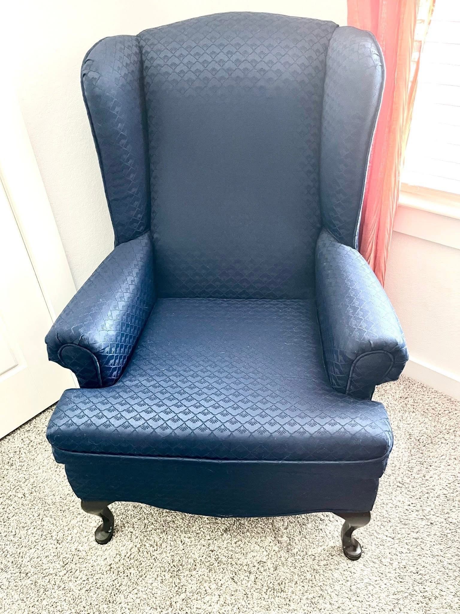 Navy Blue Wingback Armchair