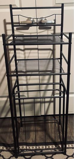 Mainstays Satin Nickel Bathroom Storage Tower with 2 Shelves and Removable Hamper