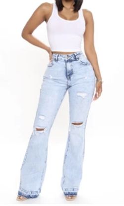 Fashion Nova  Flare Acid Wash Jeans