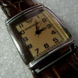 Emporio Armani Men's 26mm Tank Watch AR-0204 Leather "Alligator" Band Running!