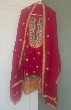 Indian Pakistani Tradition Designer Shalwar Kameez Embroidery Silk Chinnon dress