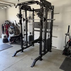 PRO SERIES Ultimate 3-1 Half Rack Functional Trainer w/Smith Machine Bar | 400lb Stack | Gym Equipment | Fitness | Commercial | Squat Rack 