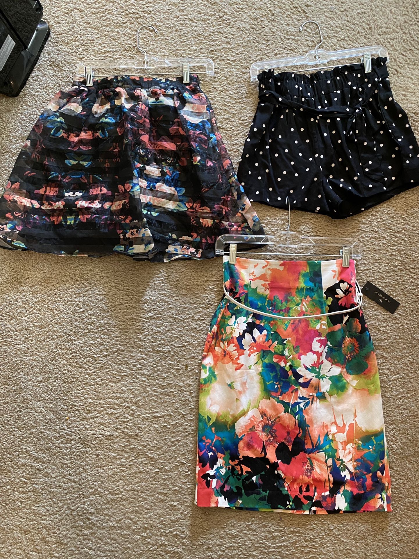 Womens, Two Skirts (one Brand New),  And One Flowy Tie Belt Short. 