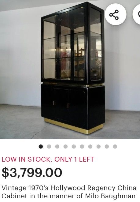 VINTAGE 70'S HOLLYWOOD CHINA CABINET 