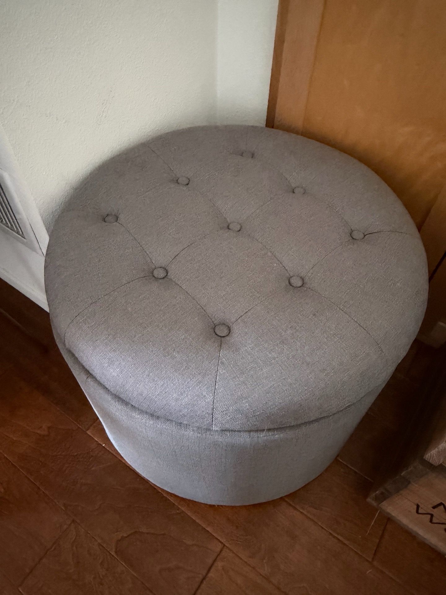 Round Fabric Ottoman with Storage