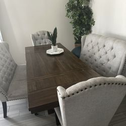 Wood Dining Table, Chairs Included 