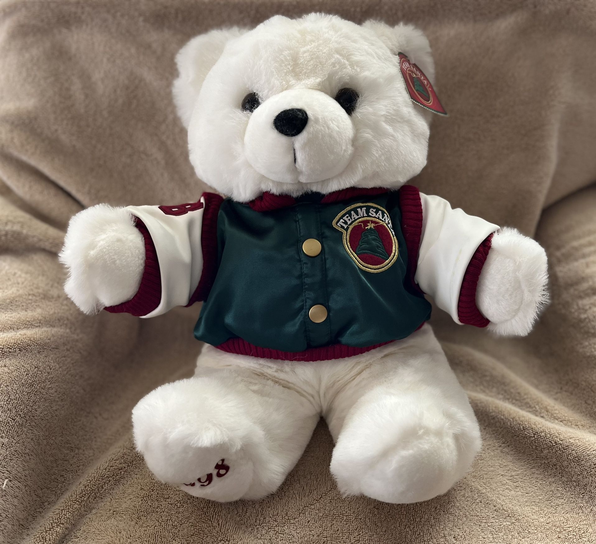 1998 Stuffed White Teddy Bear Animal