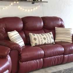 Burgundy Red Vegan Leather 86" Ferndale Power Recliner Sofa by Greyson Living