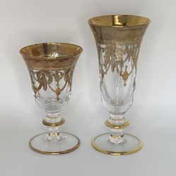 Vintage Italian  Murano 10 PCS 24K Gold Hand Decorated Luxury Crystal Glass 