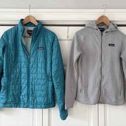 2 Patagonia Women’s S Nano Puff Down Jacket / Coat & Sweater Hooded Lot 