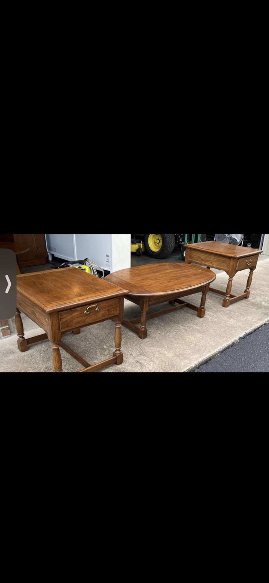 Solid Oak Coffee Table with 2 end tables
