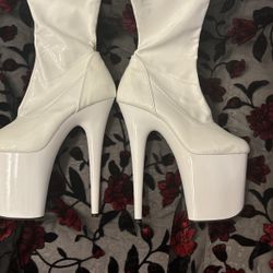 White 8inch Heel Pleaser Shoes