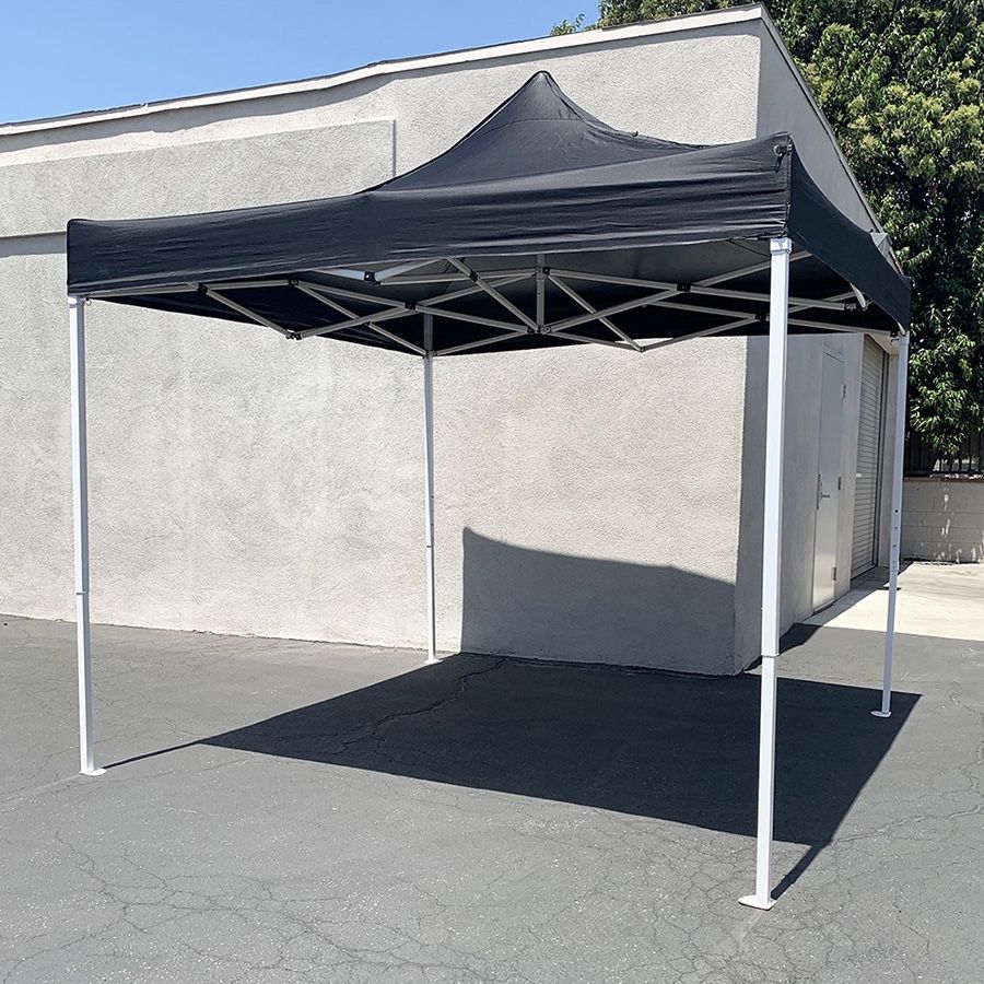 (NEW) $90 Outdoor 10x10 FT EZ PopUp Party Tent Patio Canopy Shelter w/ Carry Bag (Black/Red)