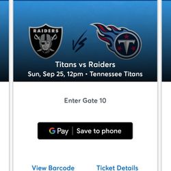 Titans vs Raiders Tickets 9/25 (Tomorrow) Thumbnail