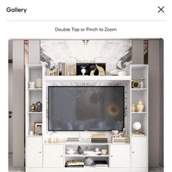 New in box FUFU&GAGA Modern/Contemporary White 81.1-in W Floating TV cabinet Integrated TV Mount ( Accommodates TVs up to 60-in ), 020468-01