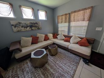 Comfy Sectional, coffee table, end table. DEAL