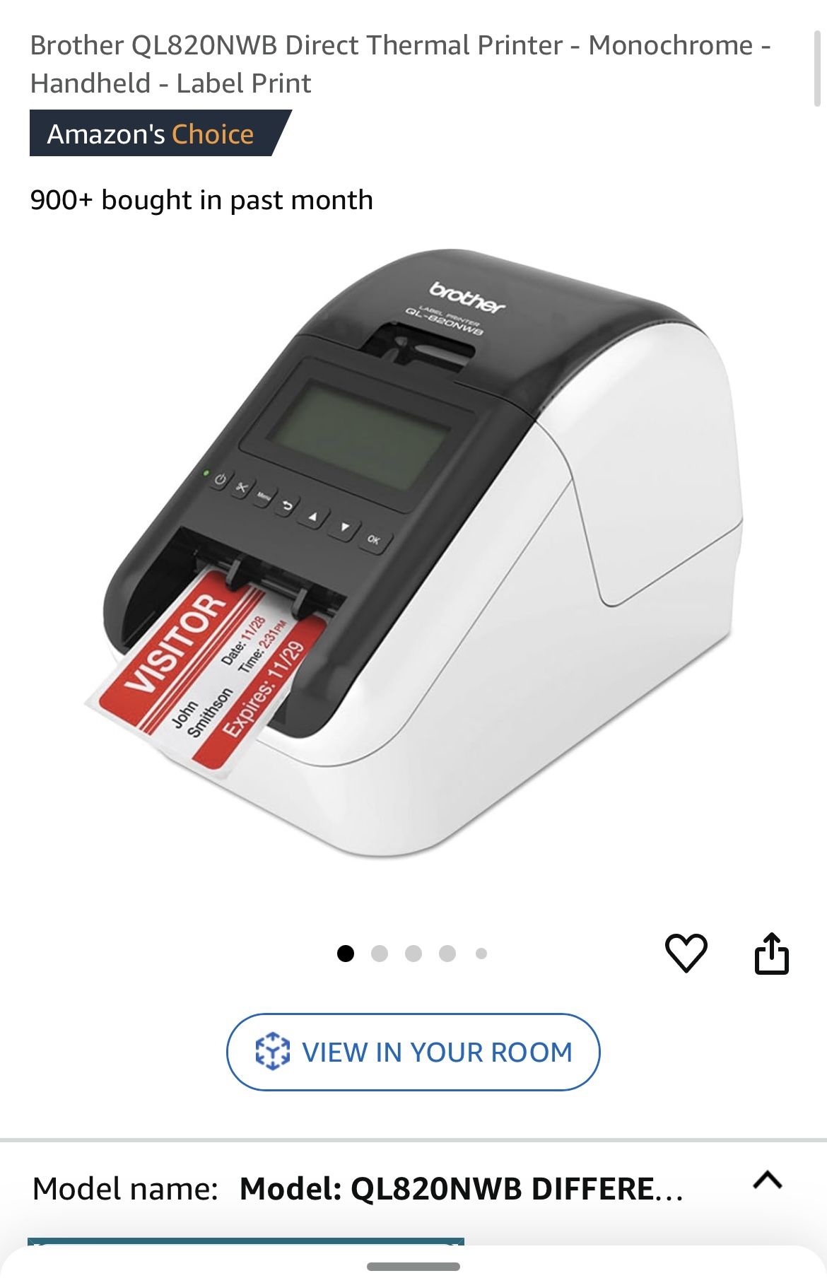 Brother 820NWB Thermal Label Printer