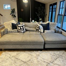 Need Gone Fast Elegant Gray Settee / Sectional with Chaise + Ottoman
