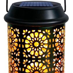 DenicMic Solar Lantern Outdoor Solar Lights Outdoor Hanging Solar Lantern with Handle & Hook Waterproof