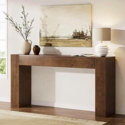 New assembled 63"Solid Wood Console Table, Farmhouse Sofa Table Behind Couch for Entryway